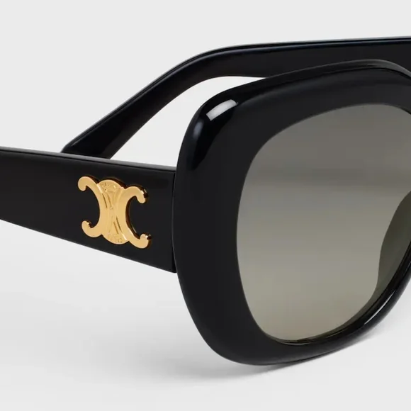 CELINE Triomphe Butterfly Round Sunglasses Acetate Ombre GRADIENT Black SUNNIES - Picture 8 of 16